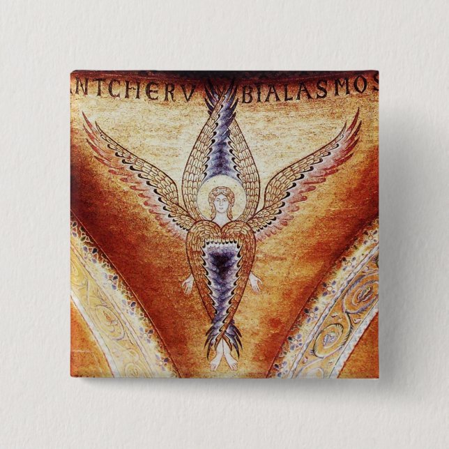 MOSAIC ANGEL 2 INCH SQUARE BUTTON (Front)