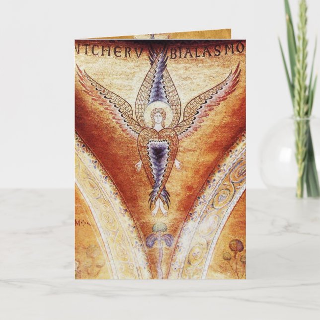 MOSAIC ANGEL , Brown Parchment Holiday Card (Front)