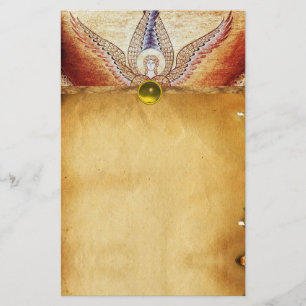 MOSAIC ANGEL  Brown Parchment Yellow Topaz Stationery