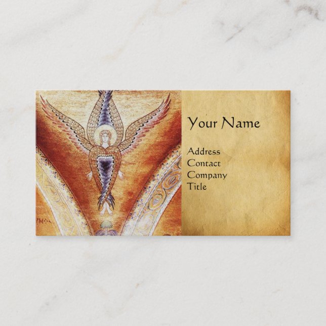 MOSAIC ANGEL MONOGRAM Parchment Business Card (Front)