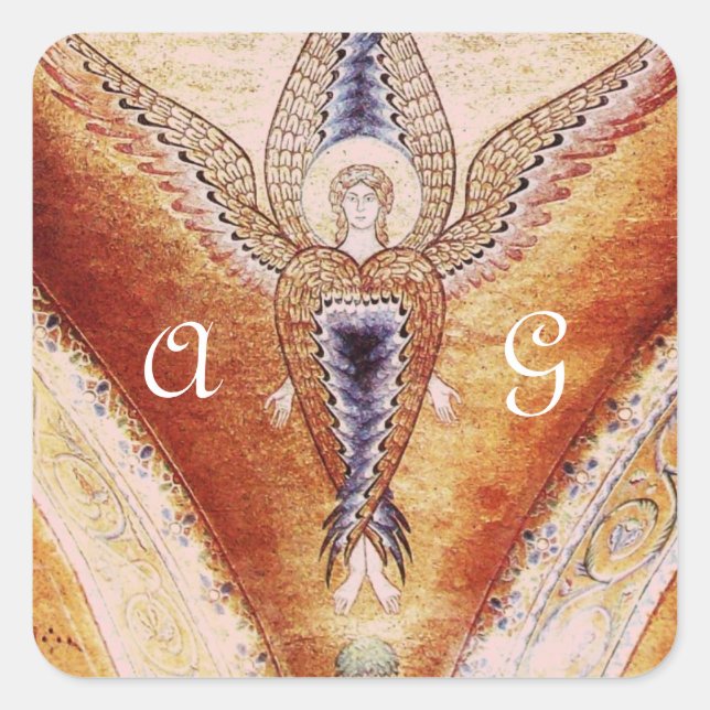 MOSAIC ANGEL Monogram Square Sticker (Front)
