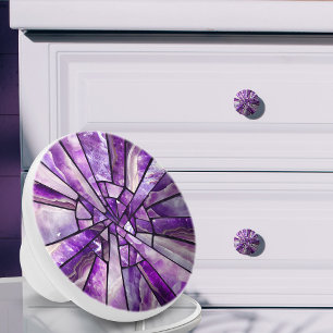 Mosaic Art - Amethyst collage Ceramic Knob