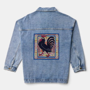 Mosaic Art Chicken  Denim Jacket