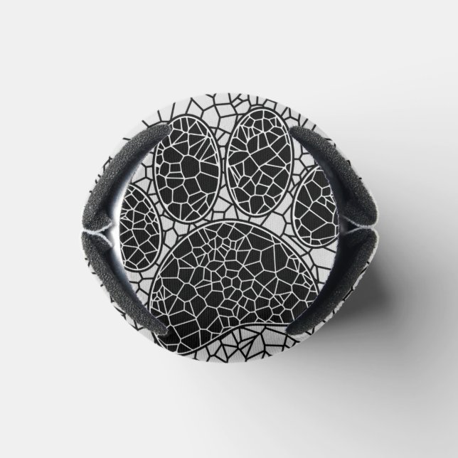 Mosaic Art Dog Paw Print In Black And White Can Cooler (Bottom)
