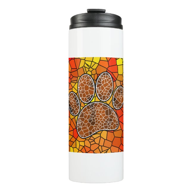 Mosaic Art Dog Paw Print Thermal Tumbler (Front)
