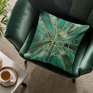 Mosaic Art - Dreamy Malachite Throw Pillow