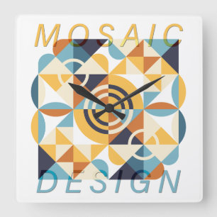 Mosaic Art Pattern Square Wall Clock