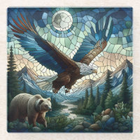 Mosaic Bear and Eagle in the Mountains