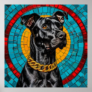 🐶 Mosaic Black Dog décoration murale pour amateur