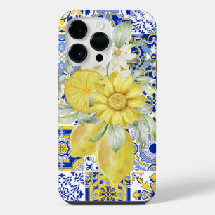 Mosaic Blooms in Blue and Yellow  iPhone 14 Pro Max Case