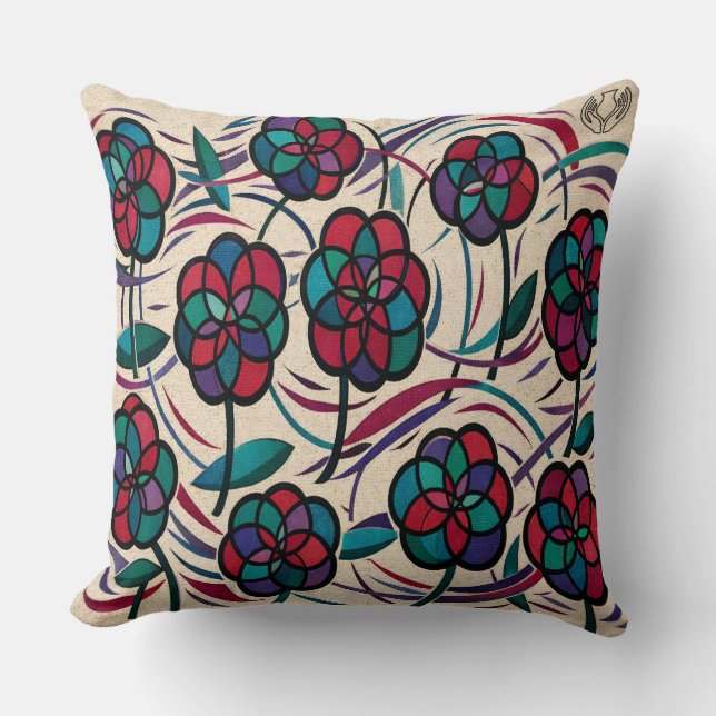 Mosaic Blossom Throw Pillow (Front)