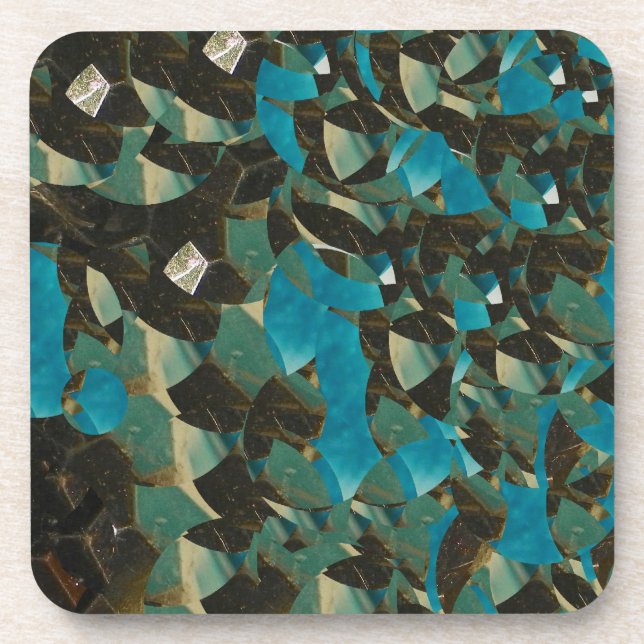 Mosaic Blue Cork Coaster (Front)