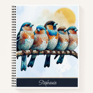 Mosaic Bluebirds Design 8.5' x 11" spiral notebook