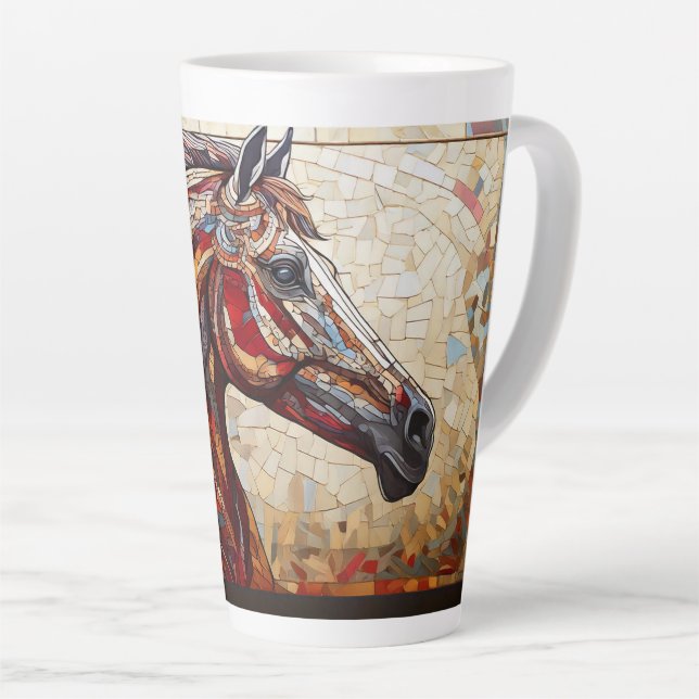 Mosaic Brown Horse  Latte Mug (Right Angle)