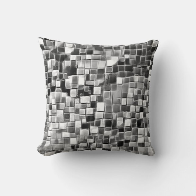 Mosaic Bubble Art / Black & White / Throw Pillow (Front)