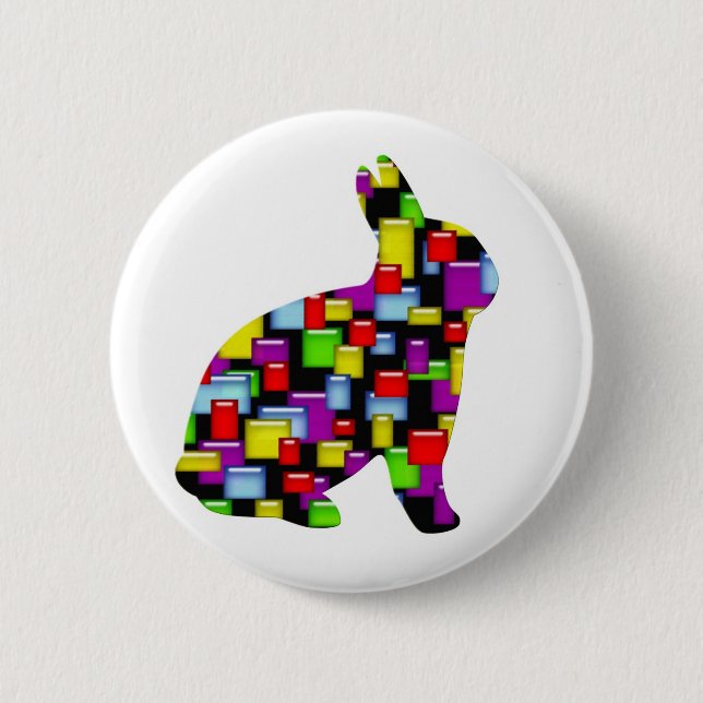 mosaic bunny rabbit 2 inch round button (Front)