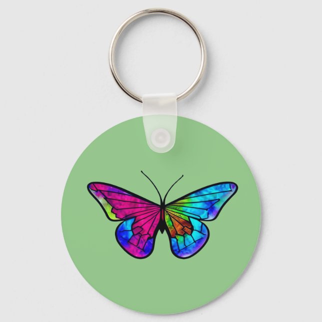 Mosaic butterflay stained glass style        keychain (Front)