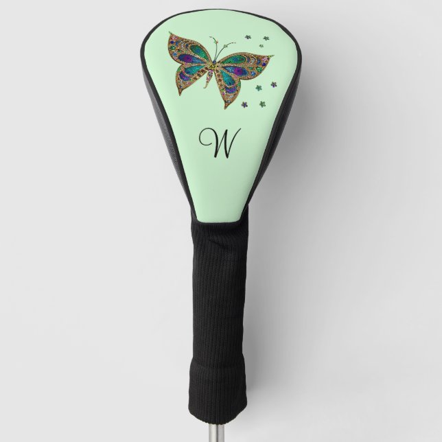 Mosaic Butterfly Green Golf Head Cover (Front)