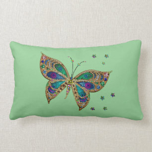 Mosaic Butterfly Green Lumbar Pillow