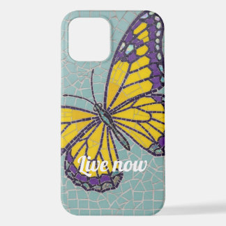 mosaic butterfly live now teal phone case