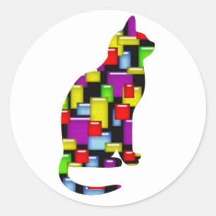 mosaic cat classic round sticker