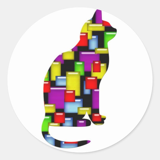mosaic cat classic round sticker (Front)