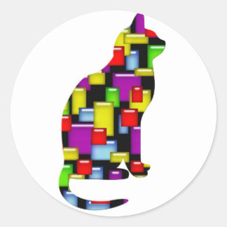 mosaic cat classic round sticker