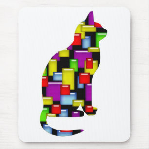 mosaic cat mouse pad