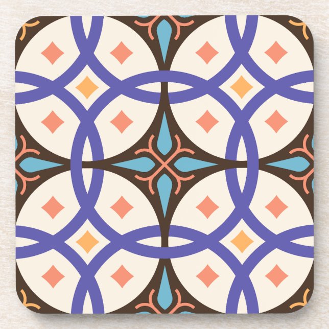 Mosaic Ceramic Ornate Decorative Tile Pattern Coaster (Front)