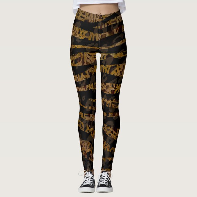 Mosaic Chic Elegant Safari Glam Jungle Leggings (Front)