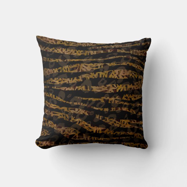 Mosaic Chic Elegant Safari Glam Jungle Print Throw Pillow (Front)