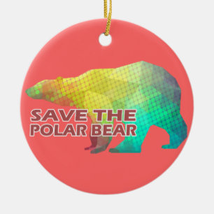 MOSAIC COLOR POLAR BEAR(SAVE THE POLAR BEAR) CERAMIC ORNAMENT