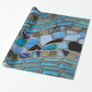 mosaic coloured glass stone art wrapping paper