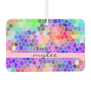 Mosaic Colourful Rainbow Pink Monogram Abstract Air Freshener