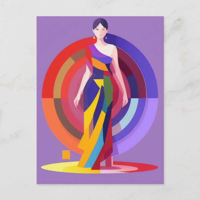 Mosaic, colourful, woman, vector design postcard (Front)
