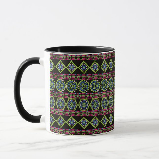 Mosaic Combo Mug – Fractal Geometric Design (Left)