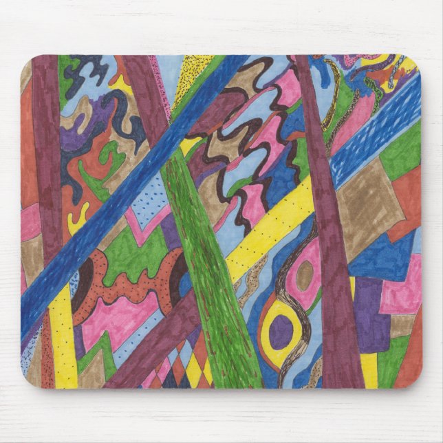 "Mosaic Cross Roads" Abstract Art Mouse Pad (Front)