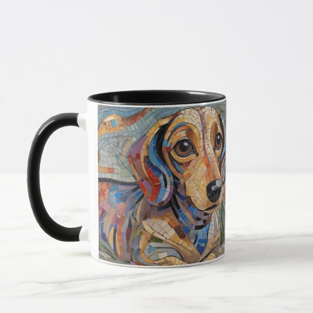 Mosaic Dachshund Café Mug (Gauche)