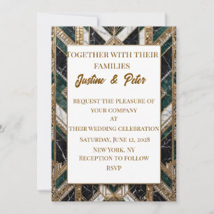 Mosaic Diamond Heart Wedding Invitation