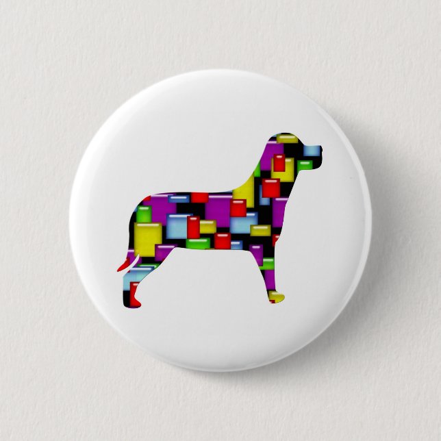 mosaic dog 2 inch round button (Front)