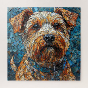 Mosaic Dog Vibrant Stained Glass Style Art 🖼️ Jigsaw Puzzle