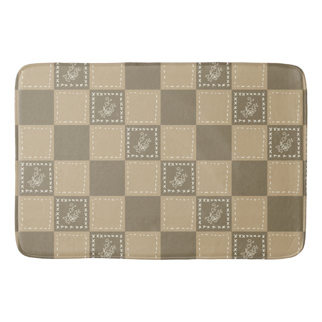 Mosaic doodle flower squares bath mat (Front)