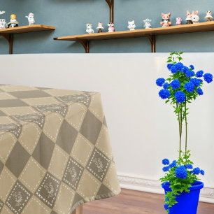 Mosaic doodle flower squares tablecloth