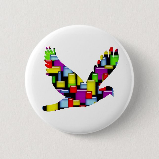 mosaic dove 2 inch round button (Front)
