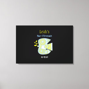 MOSAIC DOVE of PEACE Bat Mitzvah Sign-In Board Canvas Print