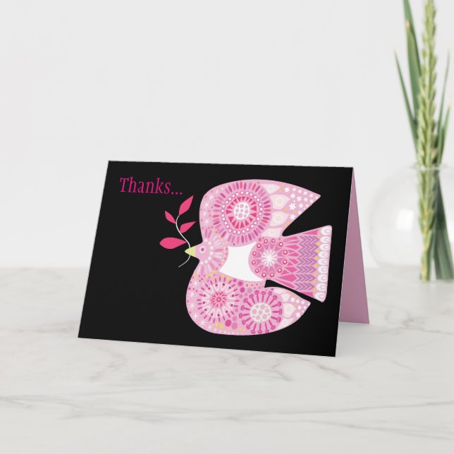MOSAIC DOVE of PEACE Bat Mitzvah Thank You Card (Front)