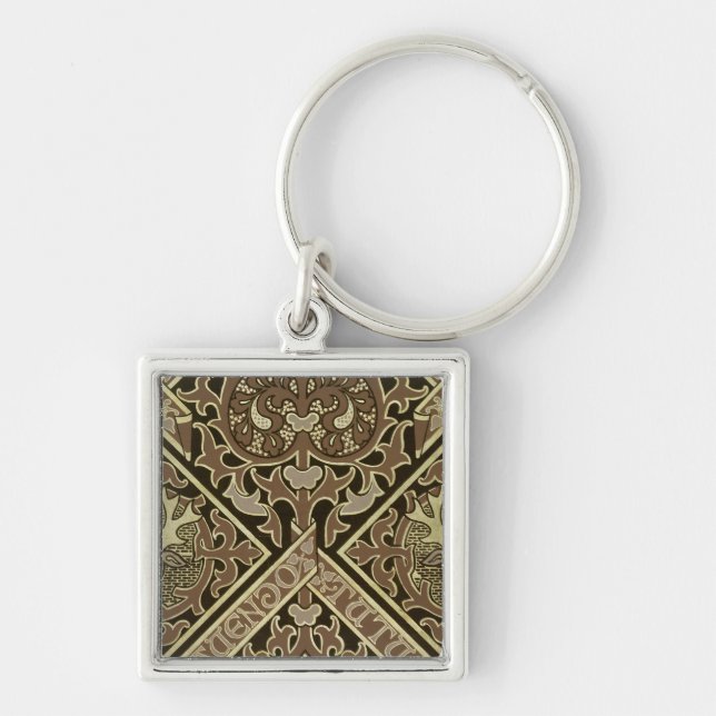 Mosaic ecclesiastical wallpaper design keychain (Front)