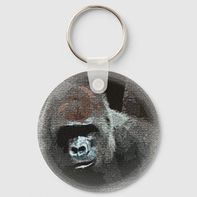 Mosaic Effect Gorilla Portrait Keychain (Front)
