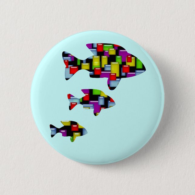 mosaic fish 2 inch round button (Front)