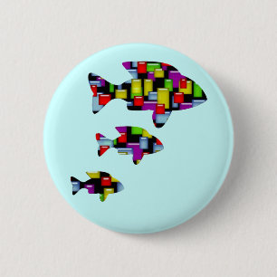 mosaic fish 2 inch round button